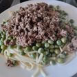 Espaguettis🍝con🧆mucha proteina🫛y cariño🥩🥰🍝