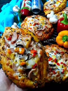عکسی از دستور پیتزا کالباس قارچ solmaz