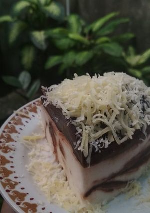 Foto resep Zebra cake pudding + chocolate pudding
