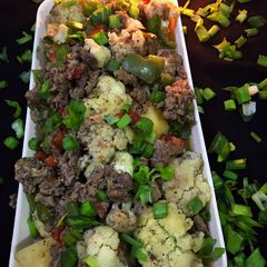 A picture of Chinese style Qeema veggies.