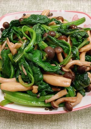 菠菜燒鮮菇 的食譜成品照片
