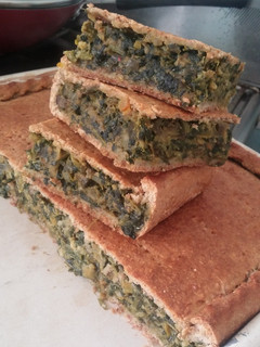 Una foto de Pascualina de Espinaca, Berenjena y Avena, con Masa Integral de Salvados