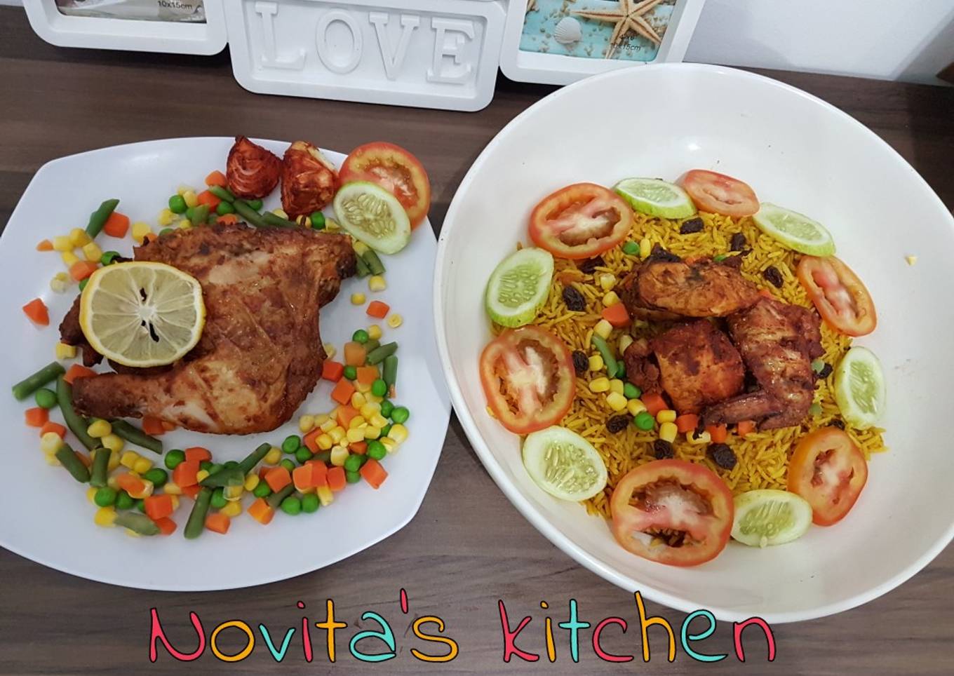 Kabsah basmati dan ayam panggang arab
