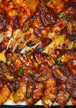 Foto resep Grilled Tiger Prawn - [Black Pepper & BBQ] Sauce (Oven)