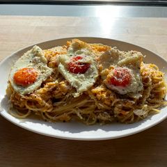 A picture of Egg and cheese spaghetti.