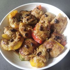 Capsicum Stuffed with Ground Fish A picture of Capsicum Stuffed with Ground Fish.