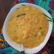 Sopa crema de verduras y fideos cabello de ángel
