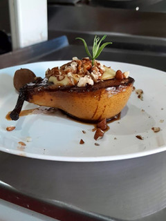 Una foto de Postre de pera