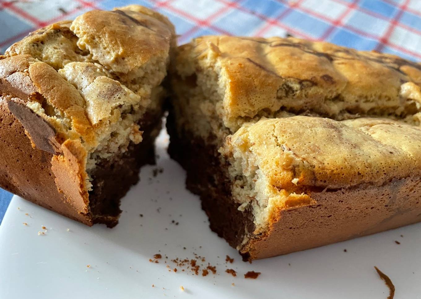 BizCocho saludable mármolado de vainilla y chocolate