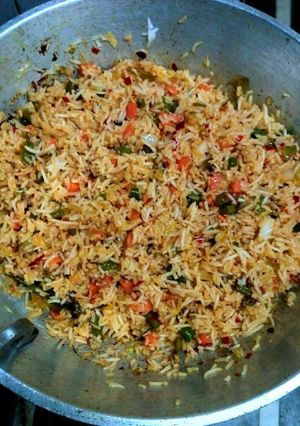 A picture of Schezwan fried rice.