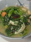 Bayam jepang masak telur asin dan bhitan