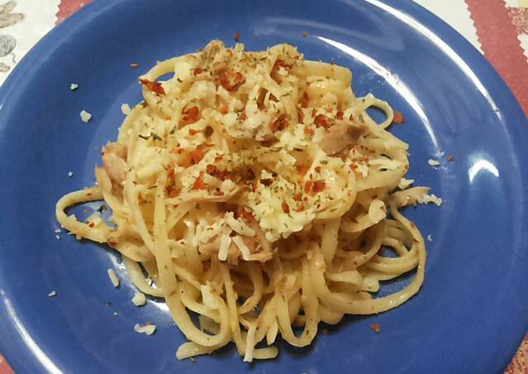 Cara Gampang Membuat Spaghetti/ Fettuccine Tuna Aglio e Olio 🐟, Lezat
