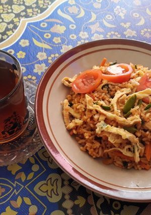 Foto resep Nasi goreng pete + telor dadar