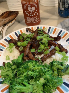 A picture of Beef and broccoli.