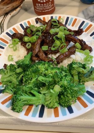 A picture of Beef and broccoli.
