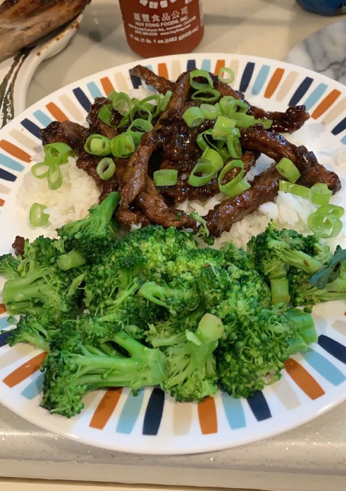 A picture of Beef and broccoli.