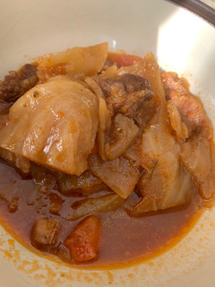A picture of Balkan style cabbage and pork rib stew.
