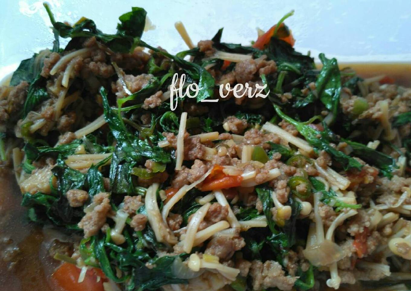 Daging Cincang, Jamur Enoki masak kemangi