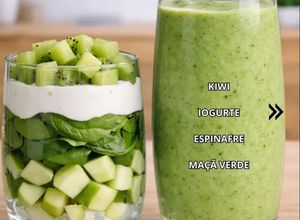 Foto de Vitamina de Kiwi, Espinafre e Maçã Verde