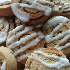 A picture of Vickys Cinnamon Roll Cookies, GF DF EF SF NF.