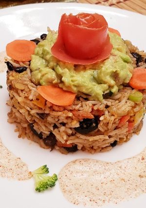 A picture of Mexican rice.