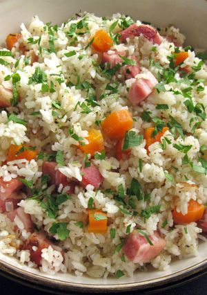 A picture of Pork Speck Takikomi Gohan.