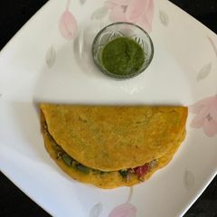 A picture of Besan Chila Stuffed With Sprouts { Morning Breakfast }.