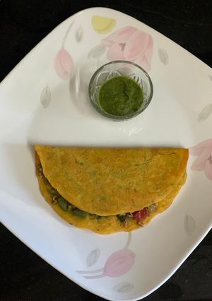 A picture of Besan Chila Stuffed With Sprouts { Morning Breakfast }.