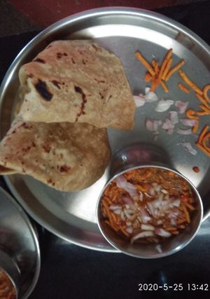A picture of Sev Bhaji.