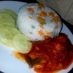 Vegetable rice and stew A picture of Vegetable rice and stew.