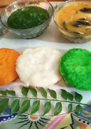 A picture of Tricolour idlis.