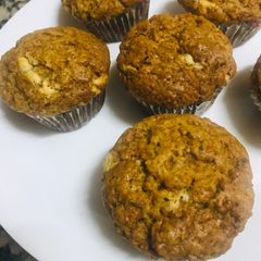 Banana muffins with chocolate A picture of Banana muffins with chocolate.