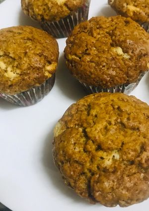 A picture of Banana muffins with chocolate.