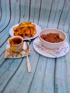 Soyayyen dankalin hausa da miyar albasa (onion souce) ainihin hoton girkin