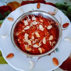A picture of Delicious nutritious Authentic Gajar (carrot) halwa for Christmas festival.