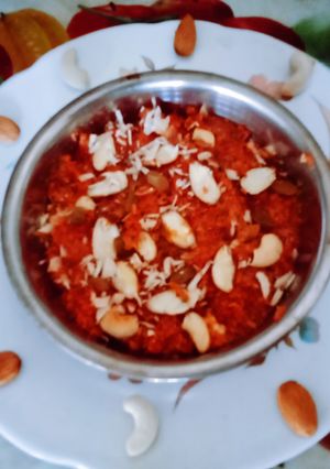 A picture of Delicious nutritious Authentic Gajar (carrot) halwa for Christmas festival.