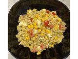 Orzo con pesto, mais, mozzarella e pomodorini🌱🌽🍅