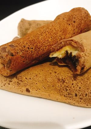 Foto resep Dadar Gulung Coklat isi Pisang Coklat mesis