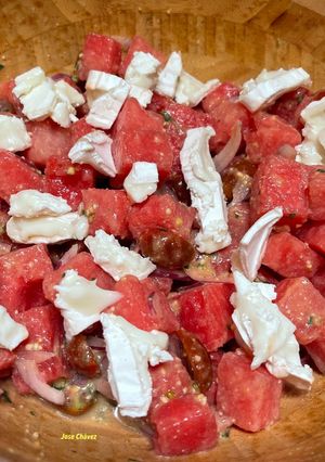 Una foto de Ensalada de Sandía con Vinagreta de Anacardos