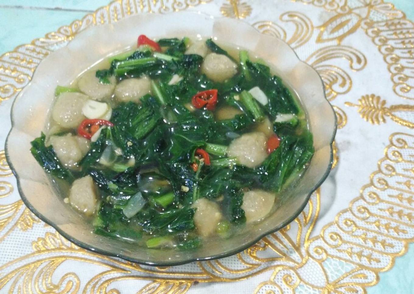 Tumis Sawi Hijau Bakso