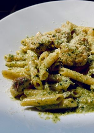 【AJ歐美食鋪】🍝新豬肉丸青醬筆管麵🍝| 義大利麵 的食譜成品照片