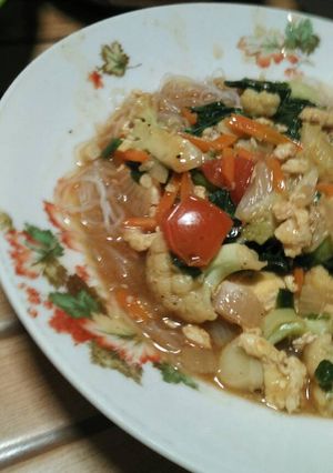 Foto resep Bihun siram capcay