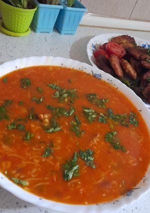 عکسی از دستور سوپ رشته