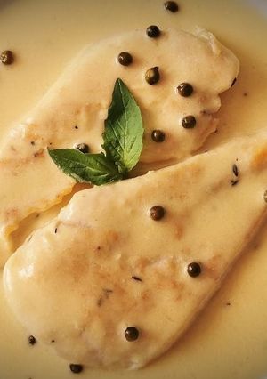 A picture of Chicken Breast with Green Peppercorn Sauce.
