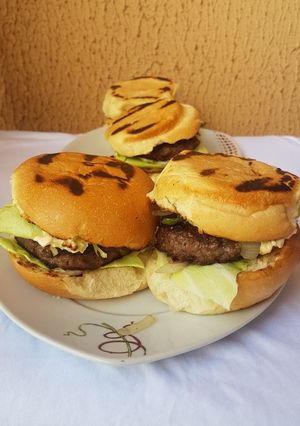 A picture of Home made Beef burger.