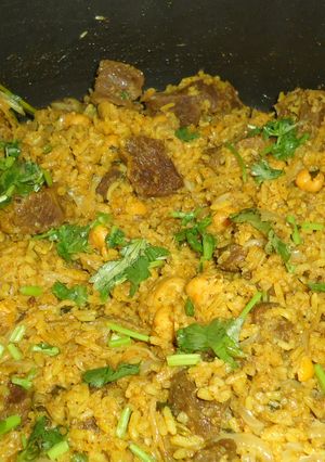 A picture of Beef Chole Rice.