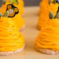 A picture of Pumpkin Mont Blanc Cake (Squash Cake).