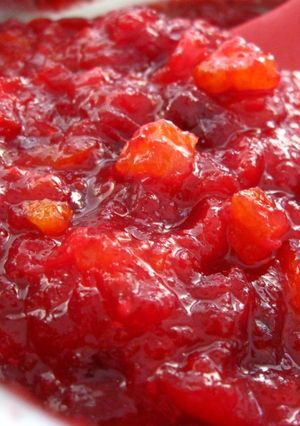 A picture of Cranberry Apricot Relish with Ginger & Orange Zest.