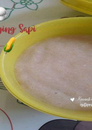 Foto resep MPASI 6 m+ ❤ (Nasi,kaldu daging,jagung)