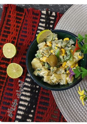عکسی از دستور سالاد سیب زمینی و ذرت